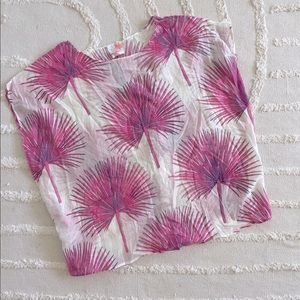 Beach Caftan with with Indian Block Print Palm Fronds, One Size